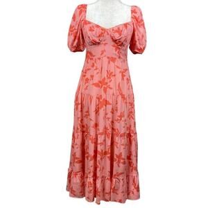 Dear Siouxsie Milkmaid Dress Womens XS Babydoll Sweetheart Pink Floral‎ Cottage